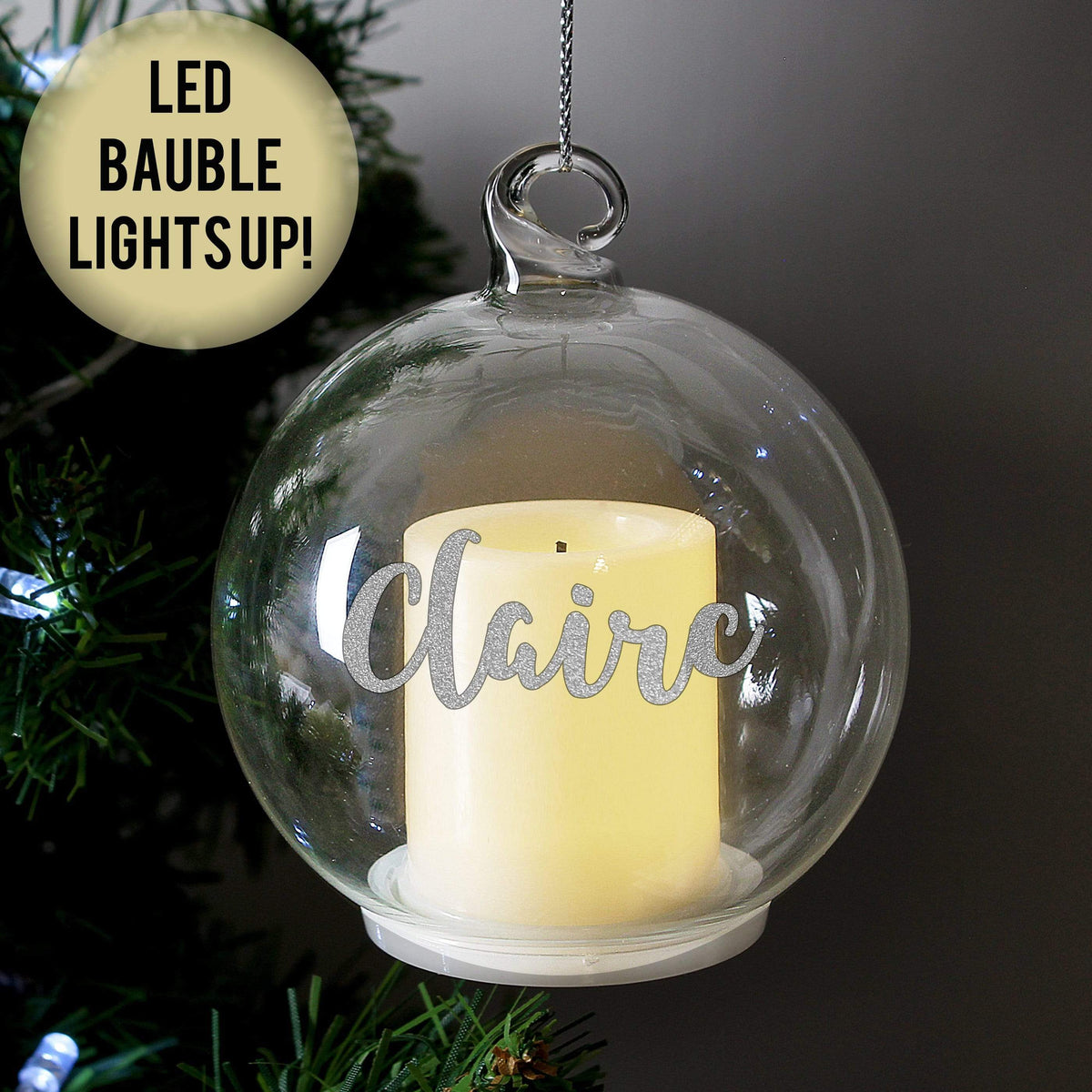 Personalised Memento LED Lights, Candles & Decorations Personalised Christmas LED Candle Bauble