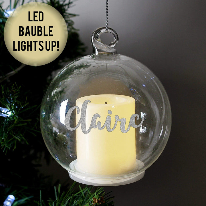 Personalised Memento LED Lights, Candles &amp; Decorations Personalised Christmas LED Candle Bauble