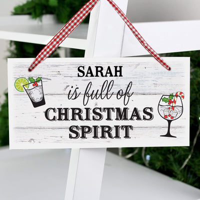 Personalised Memento Hanging Decorations & Signs Personalised Christmas Spirit Wooden Sign