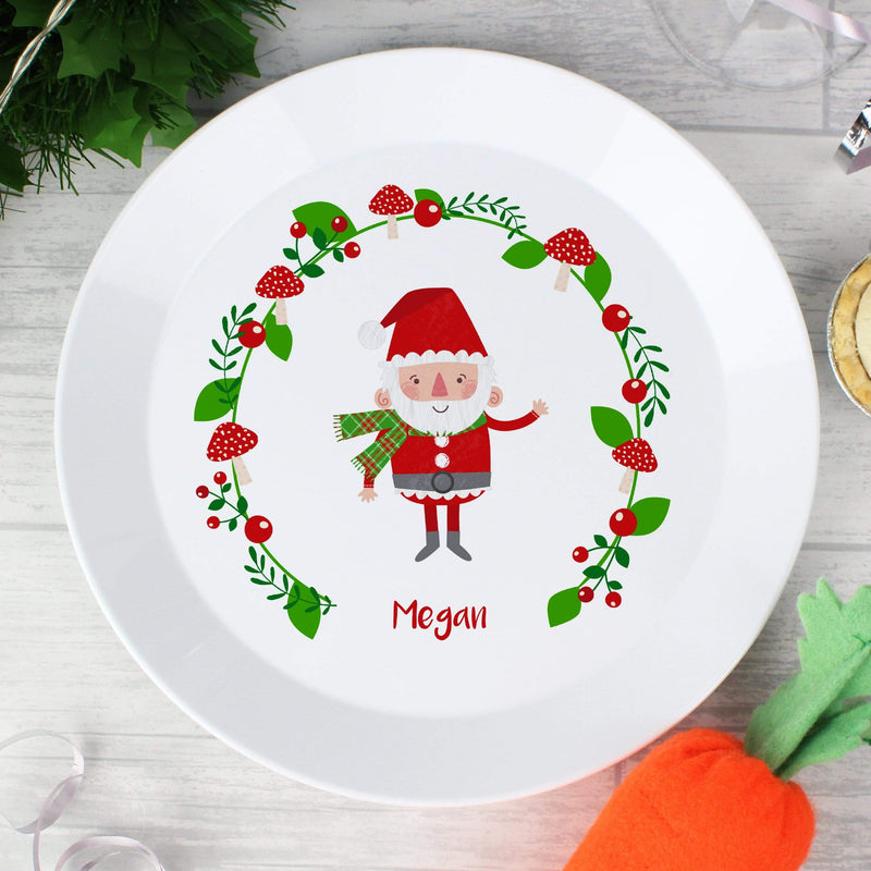 Personalised Memento Mealtime Essentials Personalised Christmas Toadstool Santa Plastic Plate