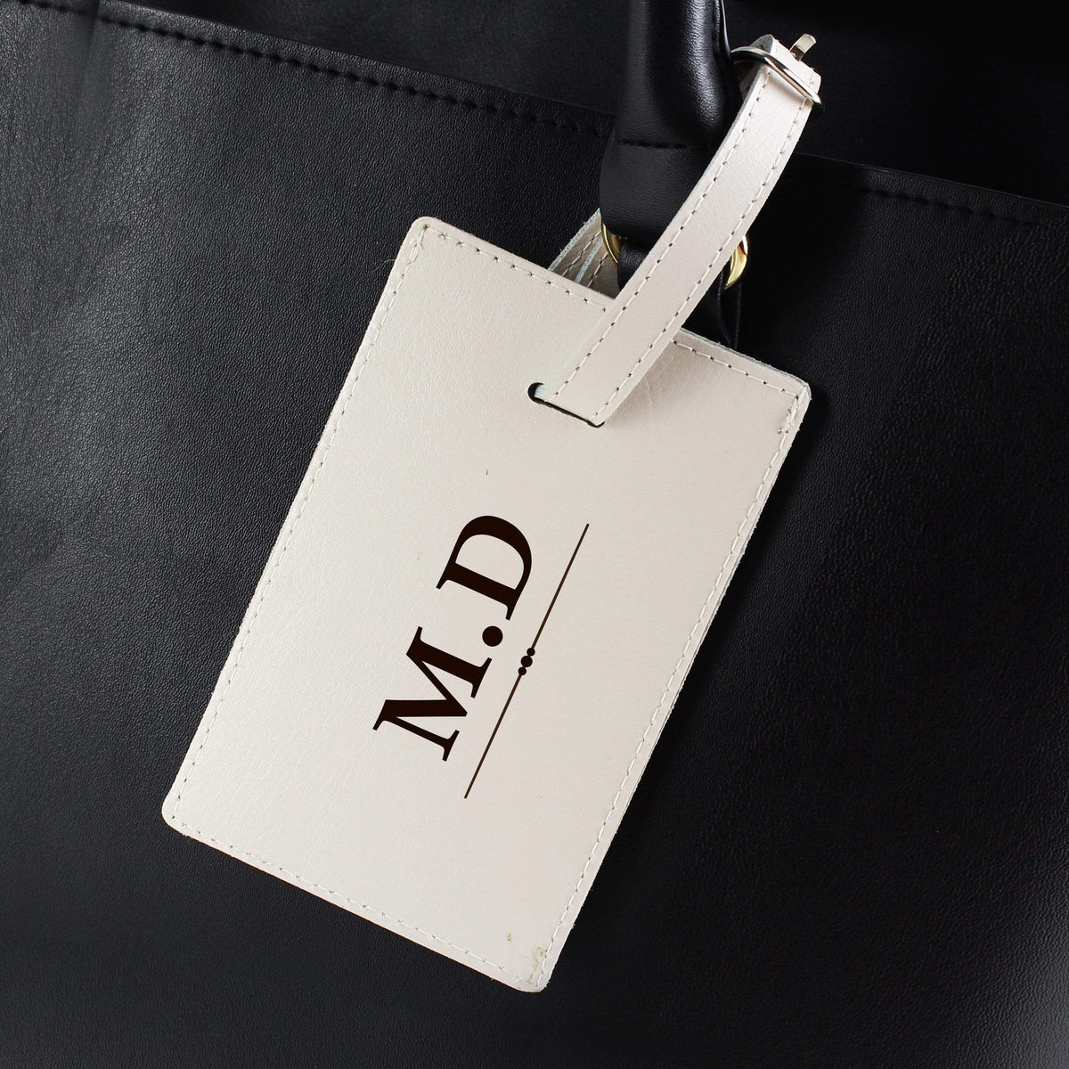 Personalised Memento Leather Personalised Classic Initials Cream Luggage Tag