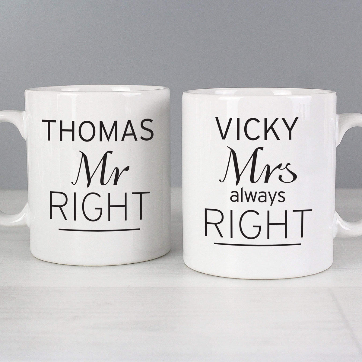 Personalised Memento Mugs Personalised Classic Mr Right/Mrs Always Right Mug Set