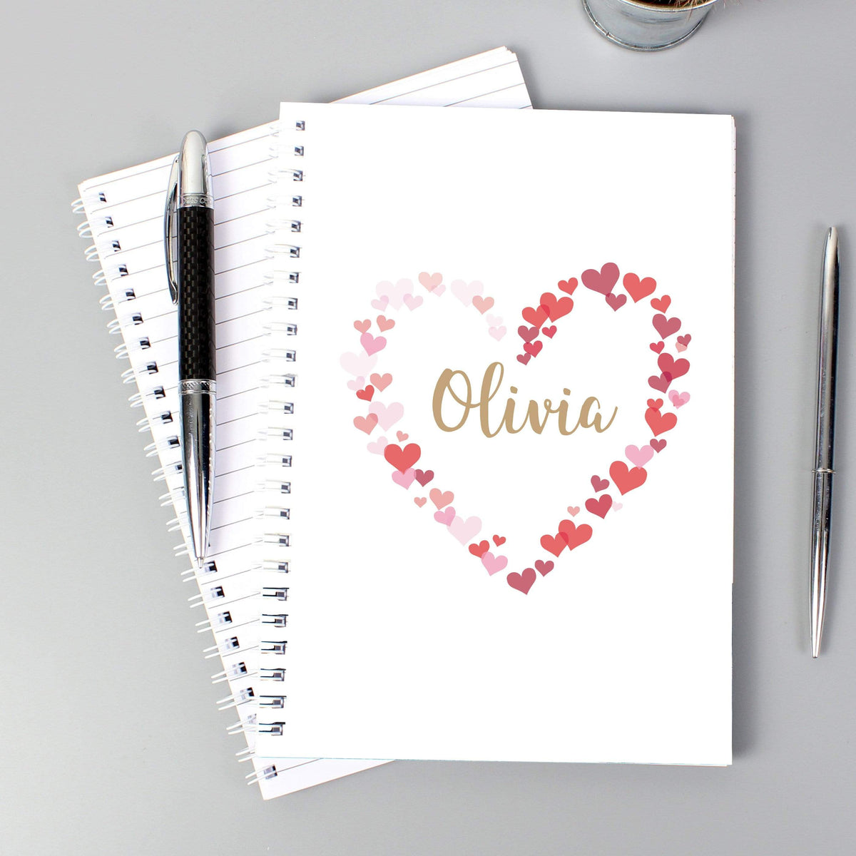 Personalised Memento Stationery & Pens Personalised Confetti Hearts A5 Notebook