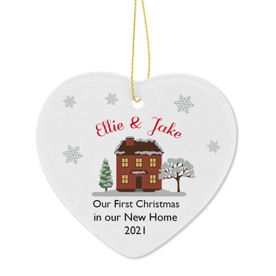 Personalised Memento Christmas Decorations Personalised Cosy Christmas Ceramic Heart Decoration