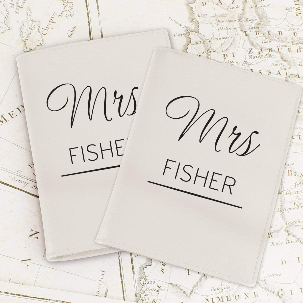 Personalised Memento Leather Personalised Couples Cream Passport Holders