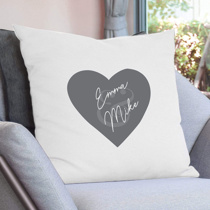 Personalised Memento Textiles Personalised Couples Heart Cushion Cover