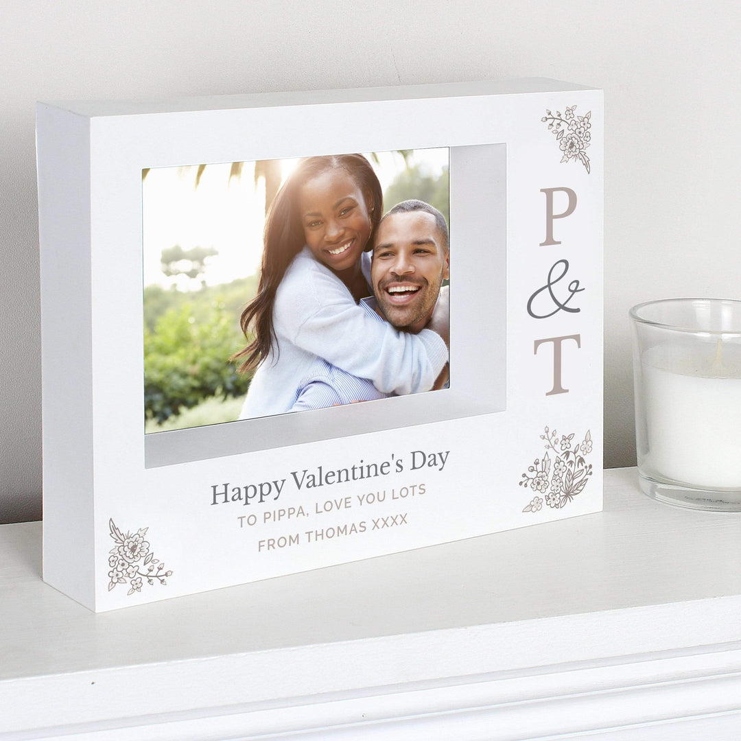 Personalised Memento Photo Frames, Albums and Guestbooks Personalised Couples Initials 7x5 Landscape Box Photo Frame