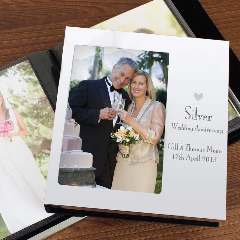 Personalised Memento Photo Frames, Albums and Guestbooks Personalised Decorative Silver Anniversary 4x6 Photo Frame Album