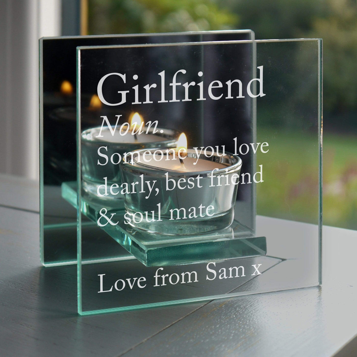 Personalised Memento Candles & Reed Diffusers Personalised Definition Mirrored Glass Tea Light Candle Holder