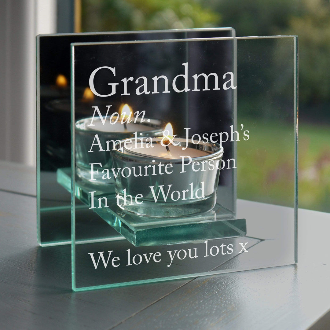 Personalised Memento Candles &amp; Reed Diffusers Personalised Definition Mirrored Glass Tea Light Candle Holder