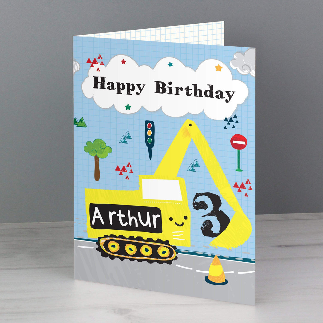 Personalised Memento Greetings Cards Personalised Digger Birthday Card