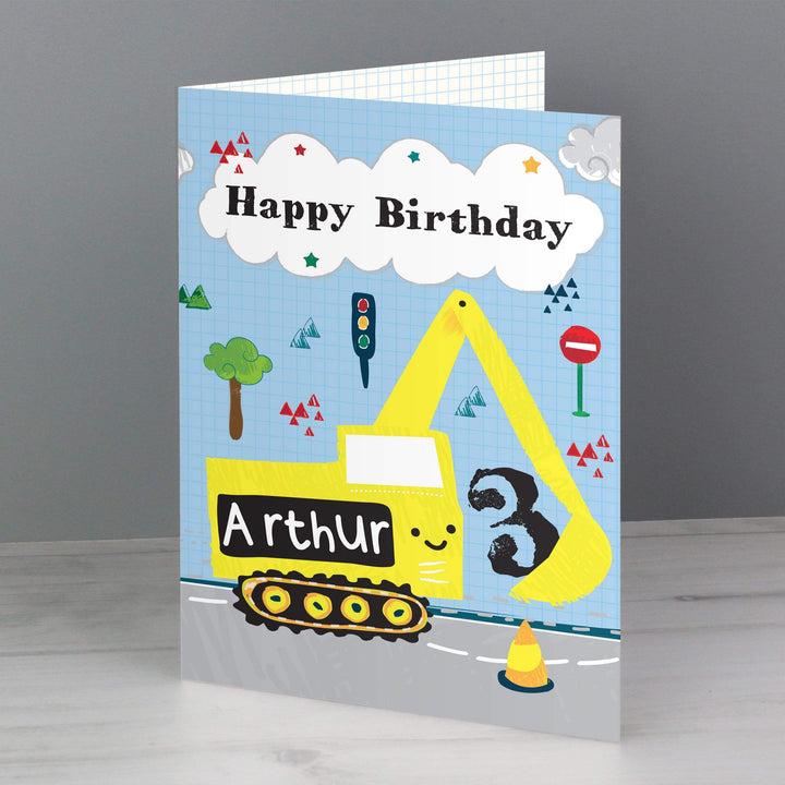 Personalised Memento Greetings Cards Personalised Digger Birthday Card