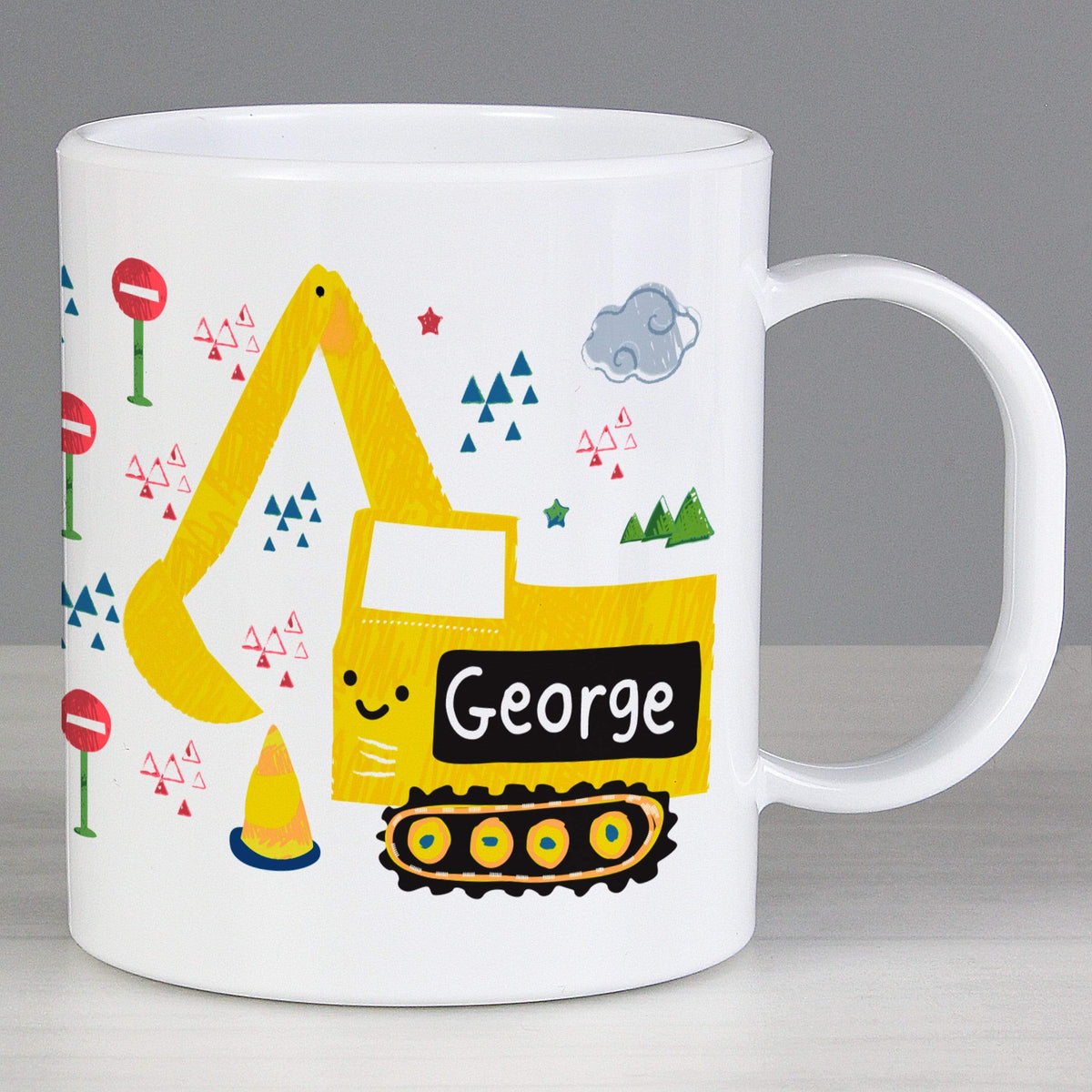 Personalised Memento Mealtime Essentials Personalised Digger Plastic Mug