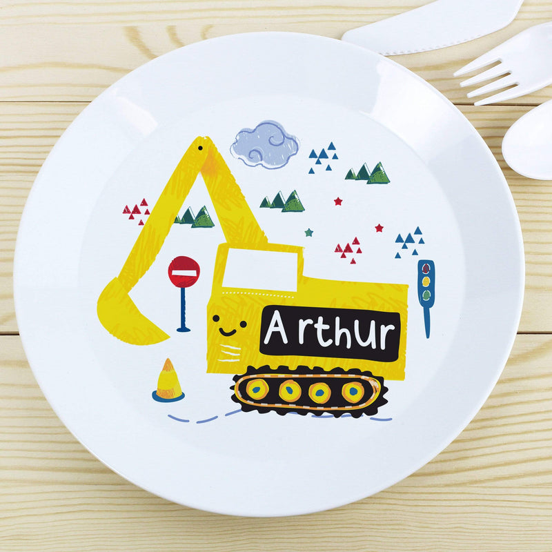 Personalised Memento Mealtime Essentials Personalised Digger Plastic Plate