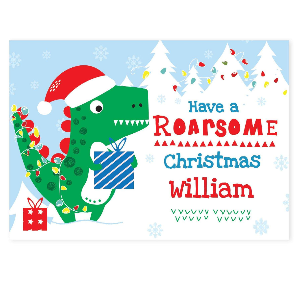 Personalised Memento Greetings Cards Personalised Dinosaur 'Have a Roarsome Christmas' Card