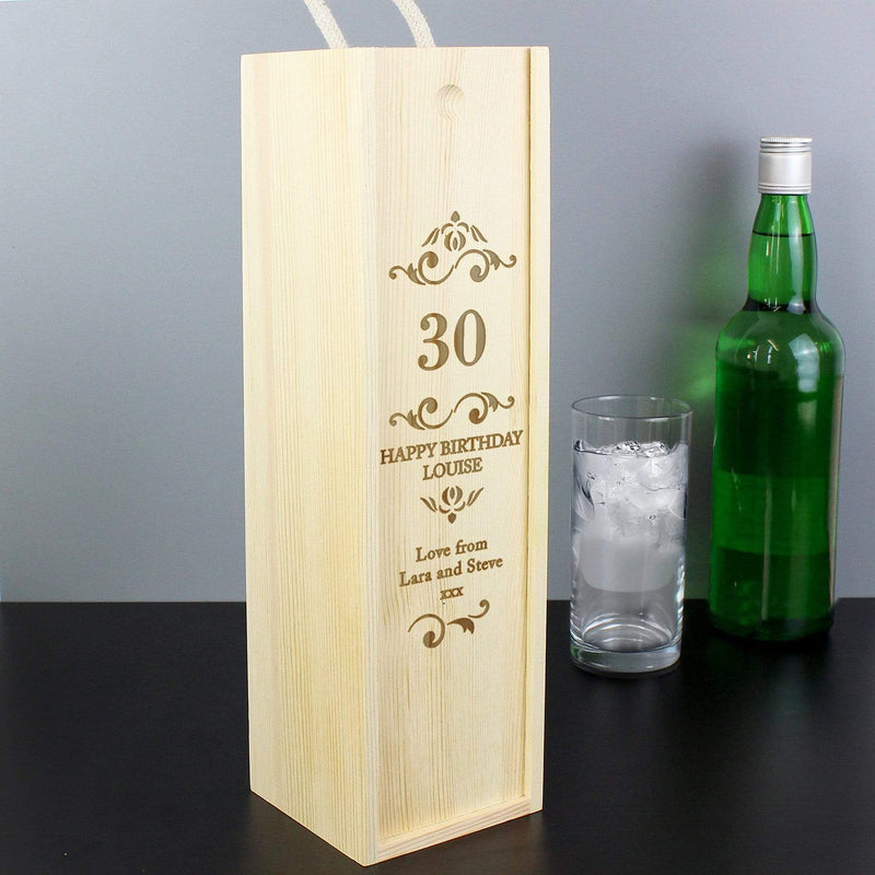 Personalised Memento Food & Drink Personalised Elegant Number Wooden Wine Bottle Box