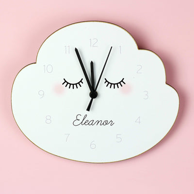 Personalised Memento Wooden Personalised Eyelash Cloud Shape Wooden Clock