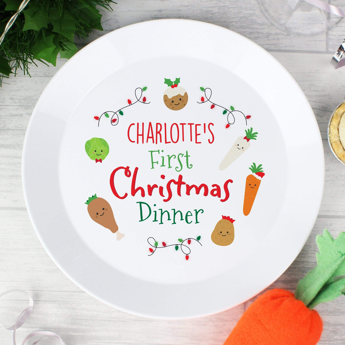 Personalised Memento Mealtime Essentials Personalised 'First Christmas Dinner' Plastic Plate