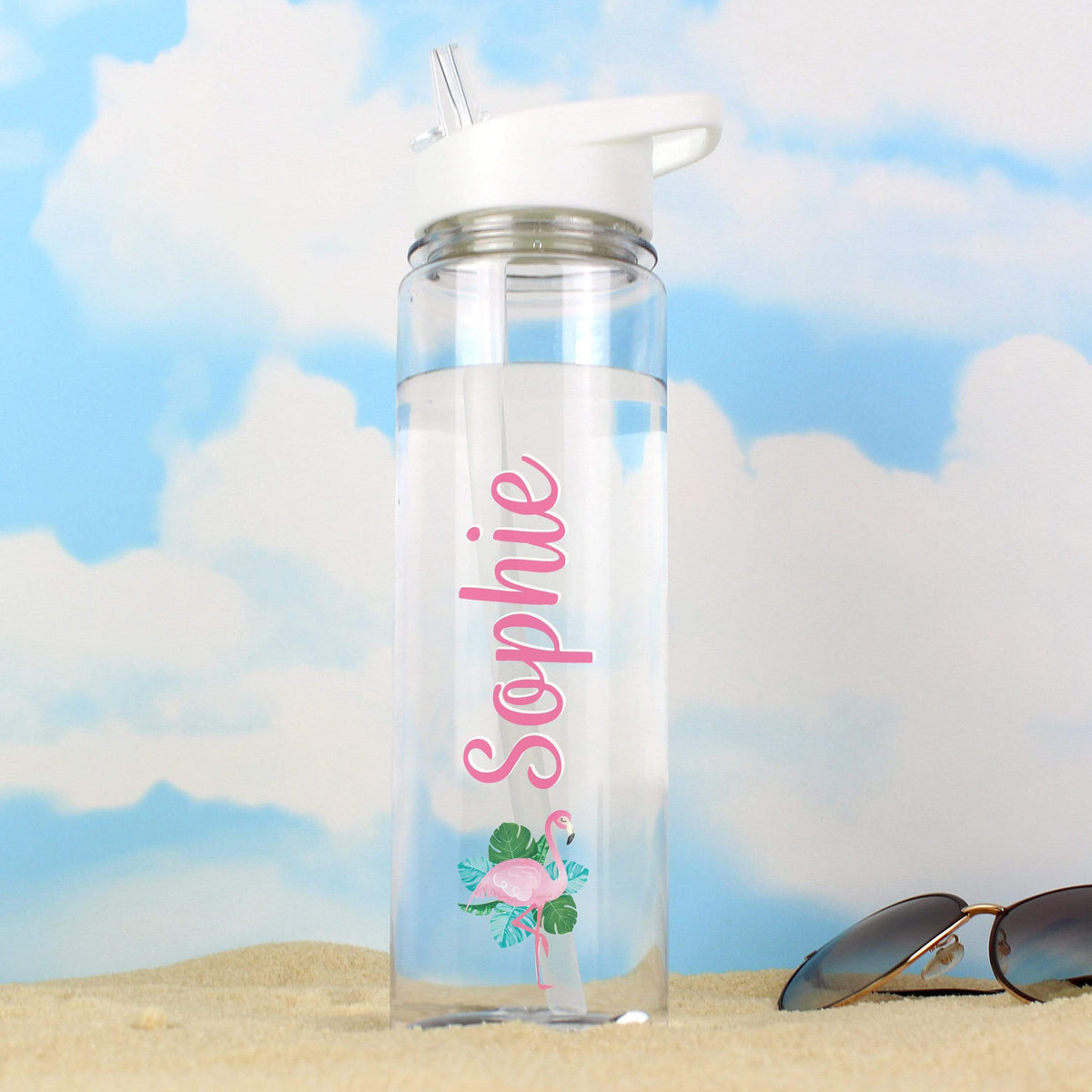 Personalised Memento Mealtime Essentials Personalised Flamingo Island Water Bottle