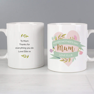 Personalised Memento Mugs Personalised Floral Heart Mothers Day Mug