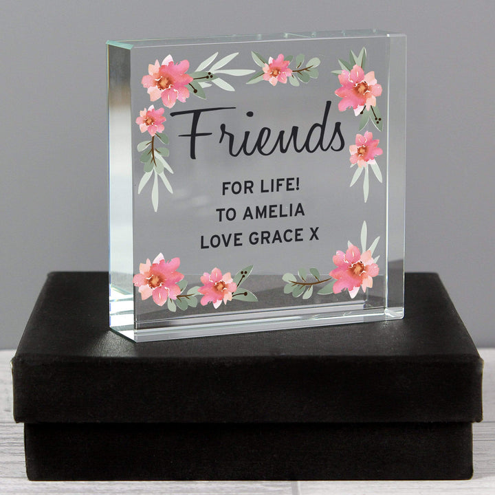 Personalised Memento Ornaments Personalised Floral Sentimental Large Crystal Token