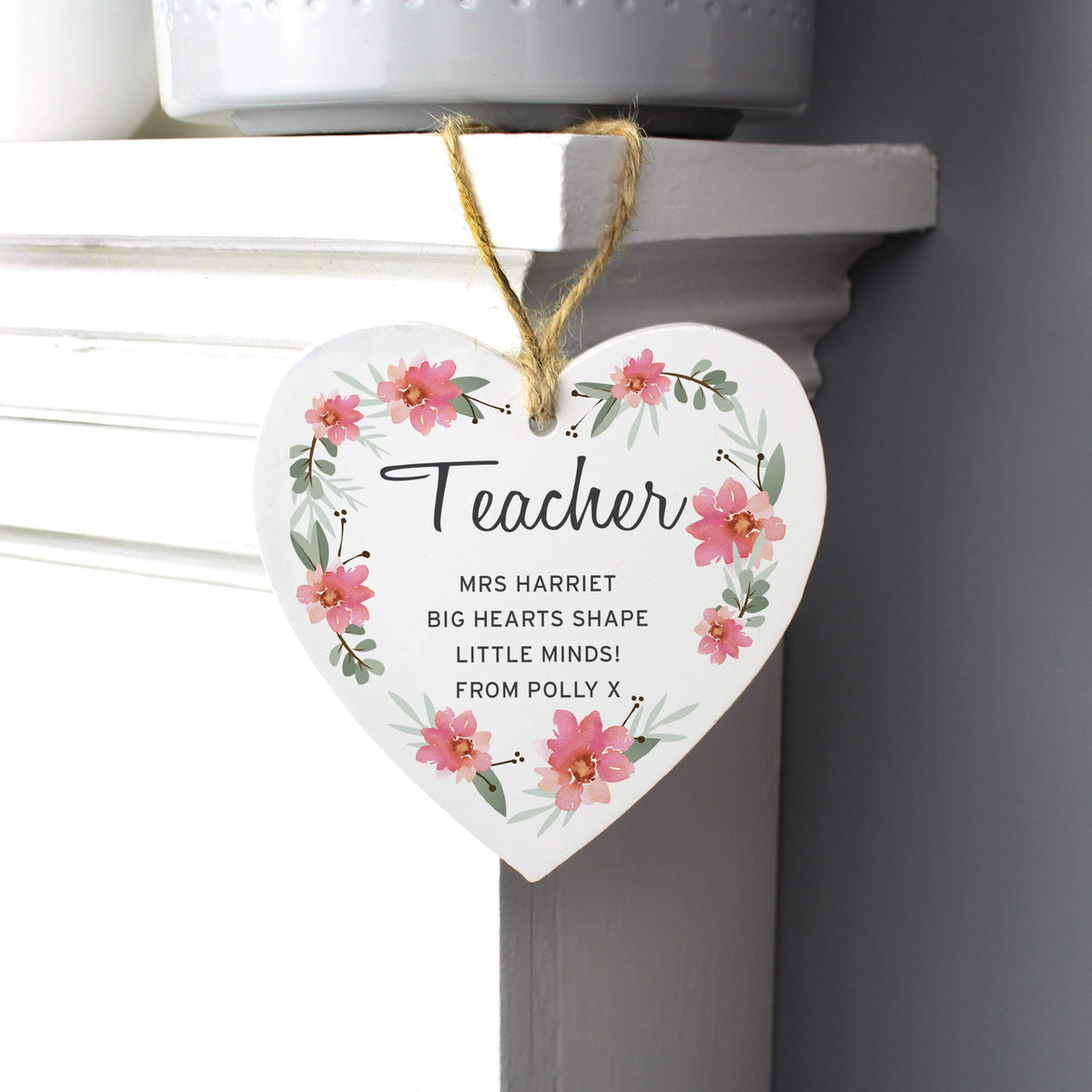 Personalised Memento Wooden Personalised Floral Sentimental Wooden Heart Decoration
