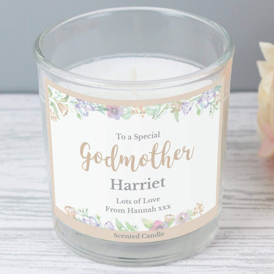 Personalised Memento Candles & Reed Diffusers Personalised Floral Watercolour Scented Jar Candle