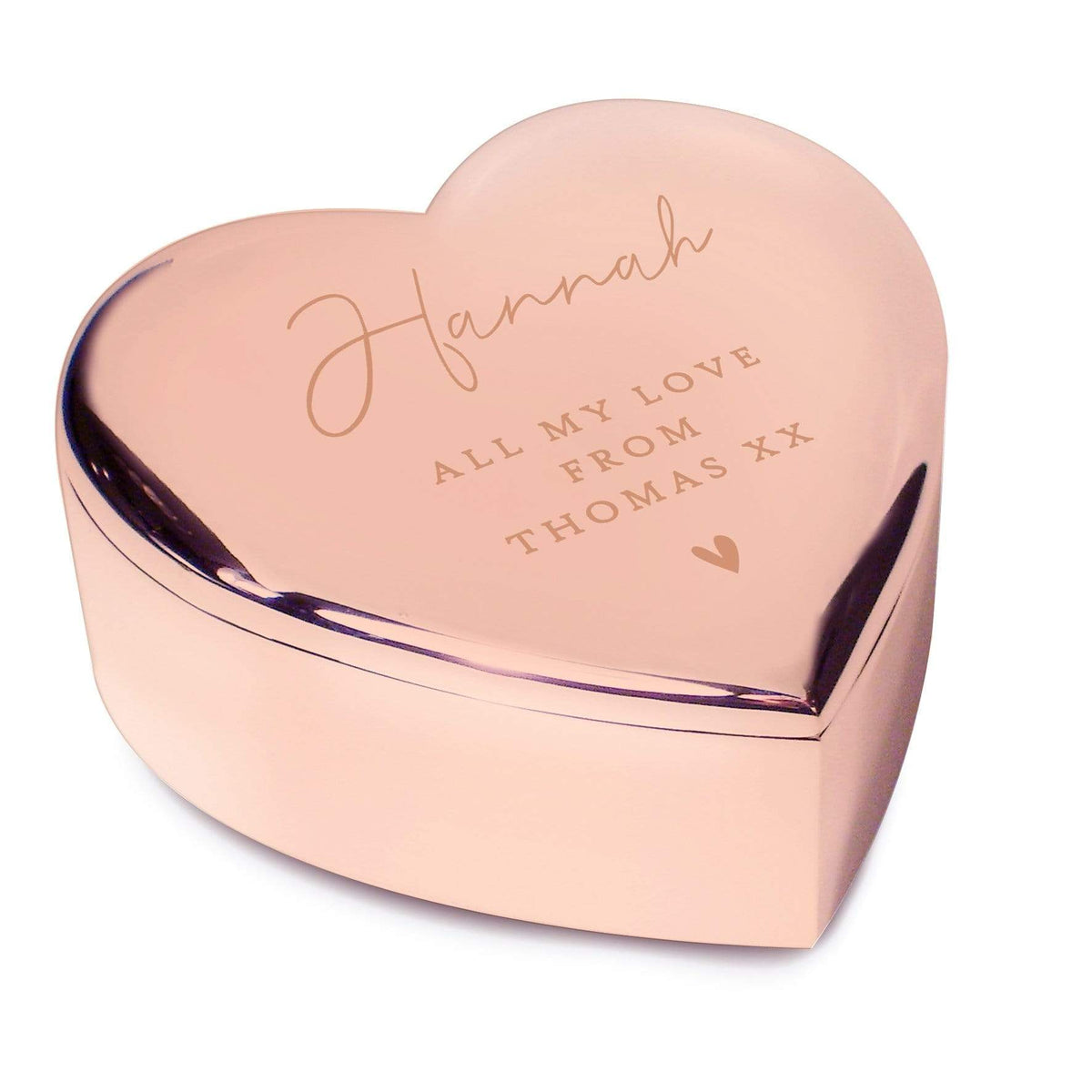 Personalised Memento Trinket, Jewellery & Keepsake Boxes Personalised Free Text Rose Gold Heart Trinket Box
