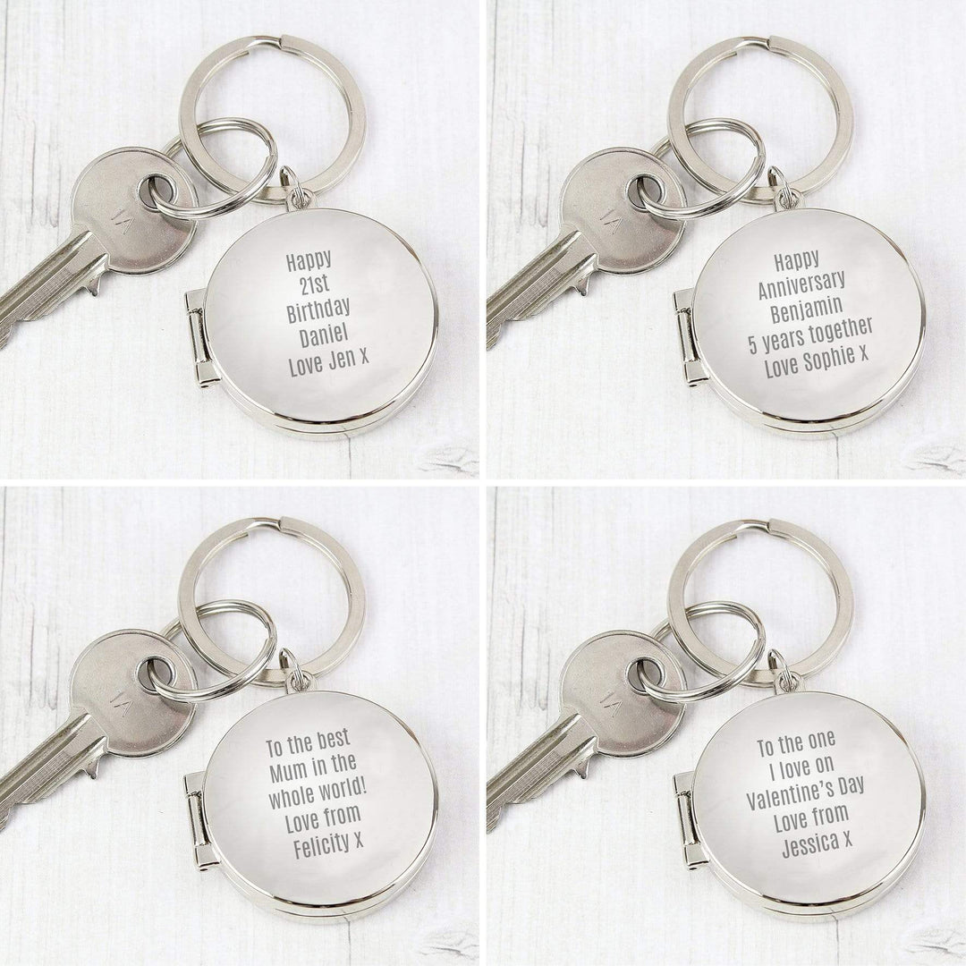 Personalised Memento Keepsakes Personalised Free Text Round Photo keyring