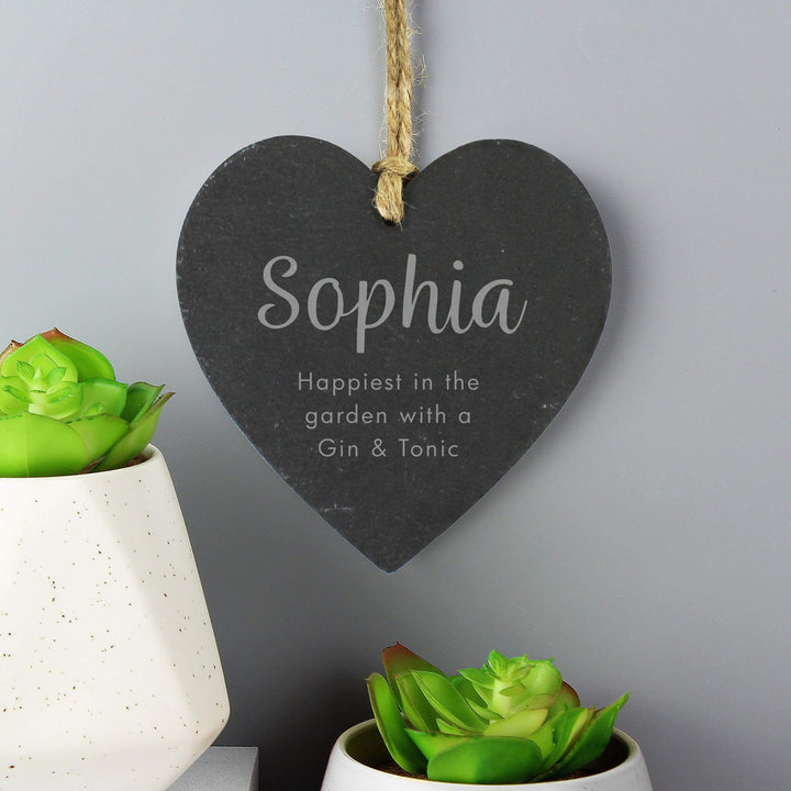 Personalised Memento Hanging Decorations &amp; Signs Personalised Free Text Slate Heart Decoration