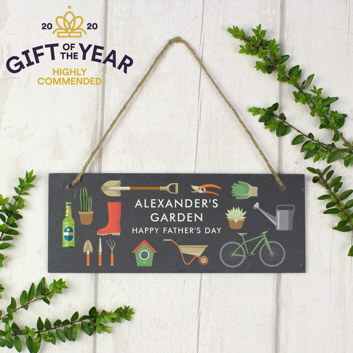 Personalised Memento Slate Personalised Garden Printed Hanging Slate Plaque