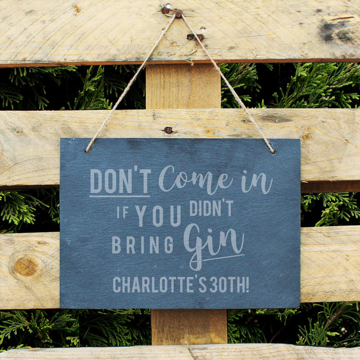 Personalised Memento Hanging Decorations &amp; Signs Personalised Gin Large Hanging Slate Sign