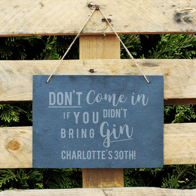Personalised Memento Hanging Decorations & Signs Personalised Gin Large Hanging Slate Sign