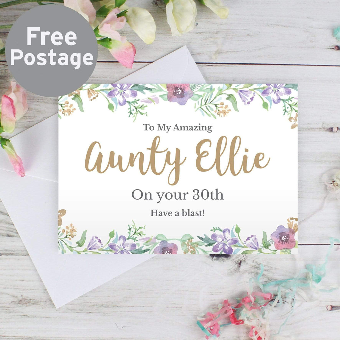 Personalised Memento Greetings Cards Personalised Gold Floral Watercolour Card