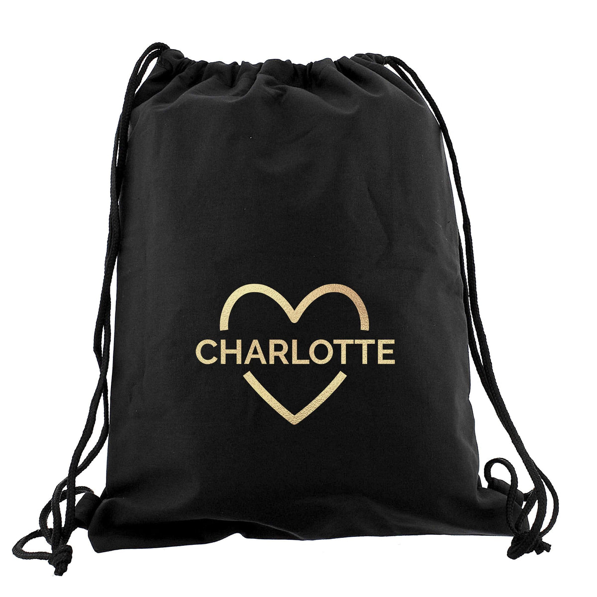 Personalised Memento Textiles Personalised Gold Heart Swim & Kit Bag