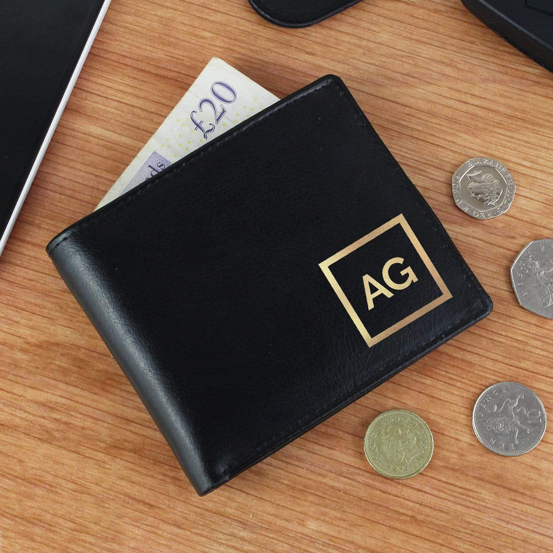 Personalised Memento Leather Personalised Gold Initials Leather Wallet
