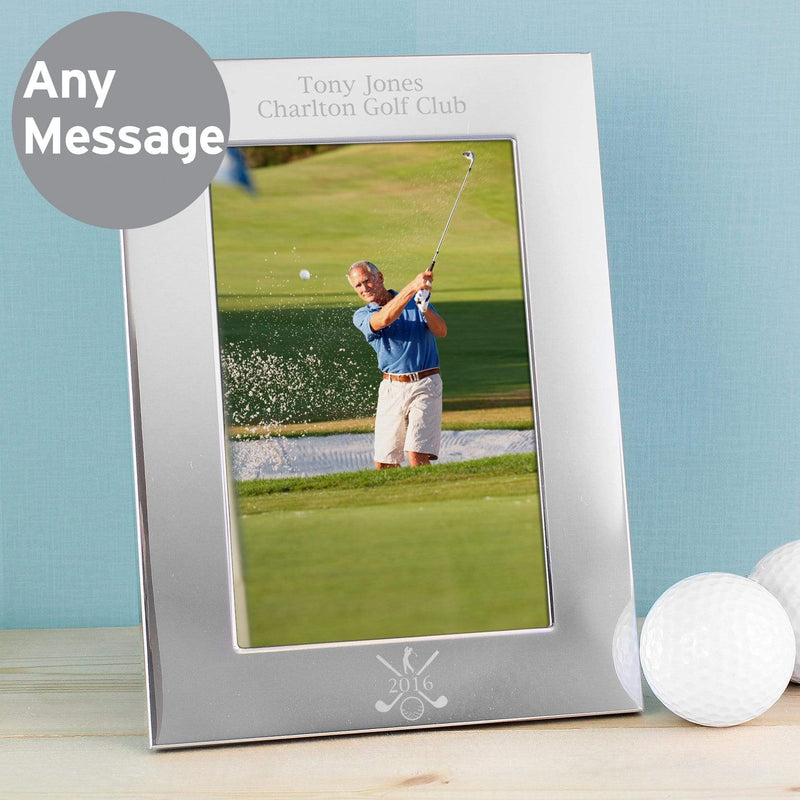 Personalised Memento Photo Frames, Albums and Guestbooks Personalised Golf 4x6 Silver Photo Frame