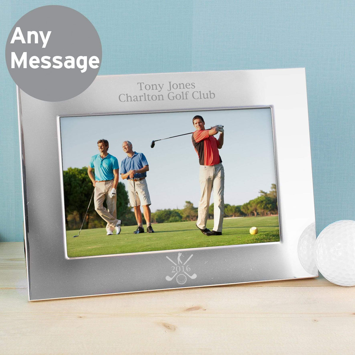 Personalised Memento Photo Frames, Albums and Guestbooks Personalised Golf 6x4 Landscape Silver Photo Frame