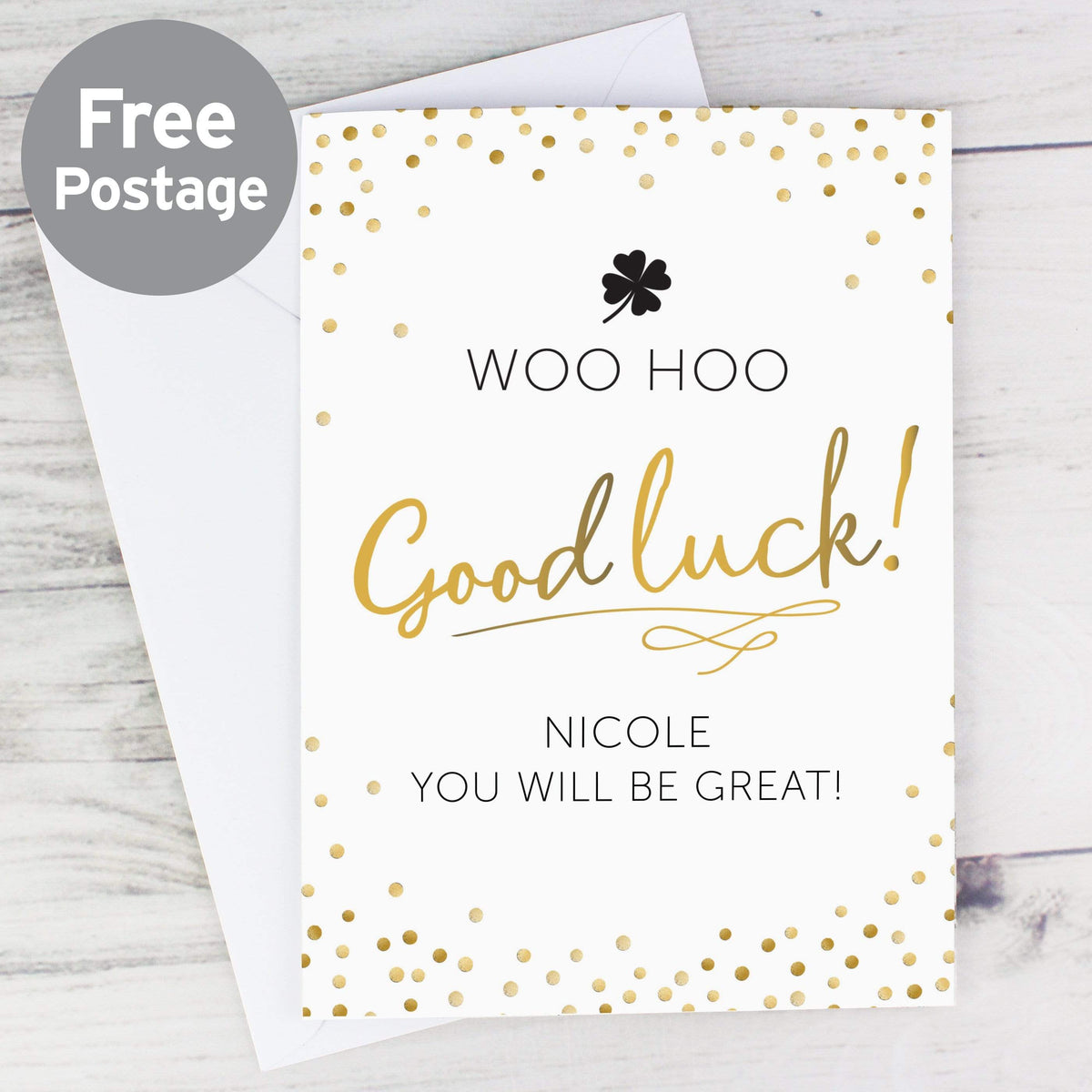 Personalised Memento Greetings Cards Personalised Good Luck Card