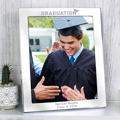 Personalised Memento Photo Frames, Albums and Guestbooks Personalised Graduation 8x10 Silver Photo Frame