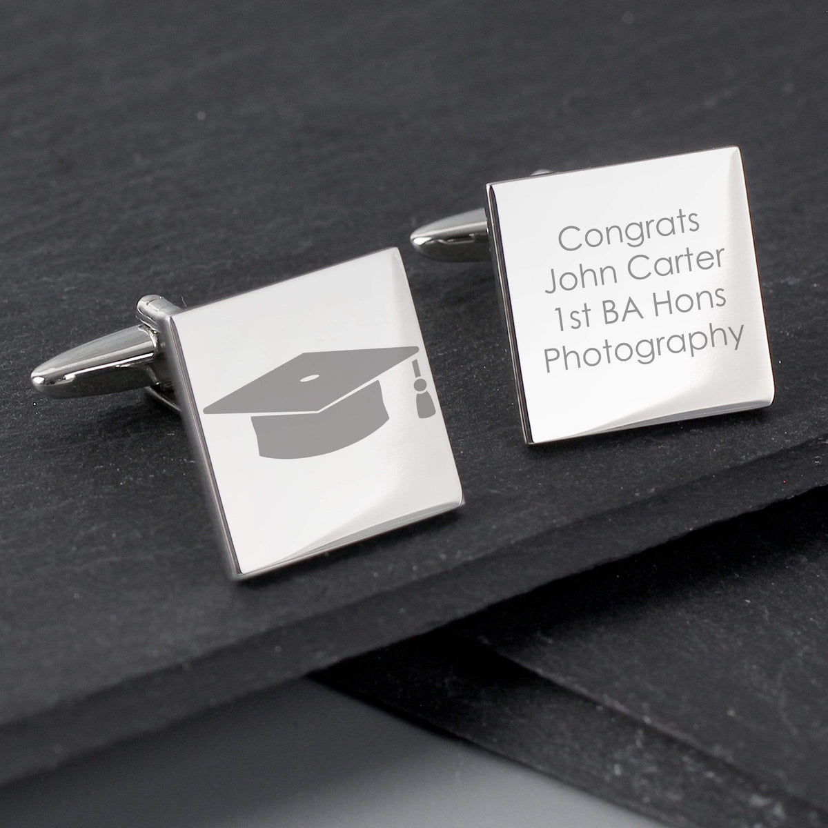 Personalised Memento Jewellery Personalised Graduation Square Cufflinks