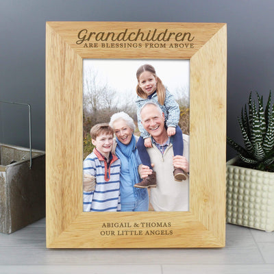 Personalised Memento Wooden Personalised 'Grandchildren are a Blessing' 5x7 Wooden Photo Frame