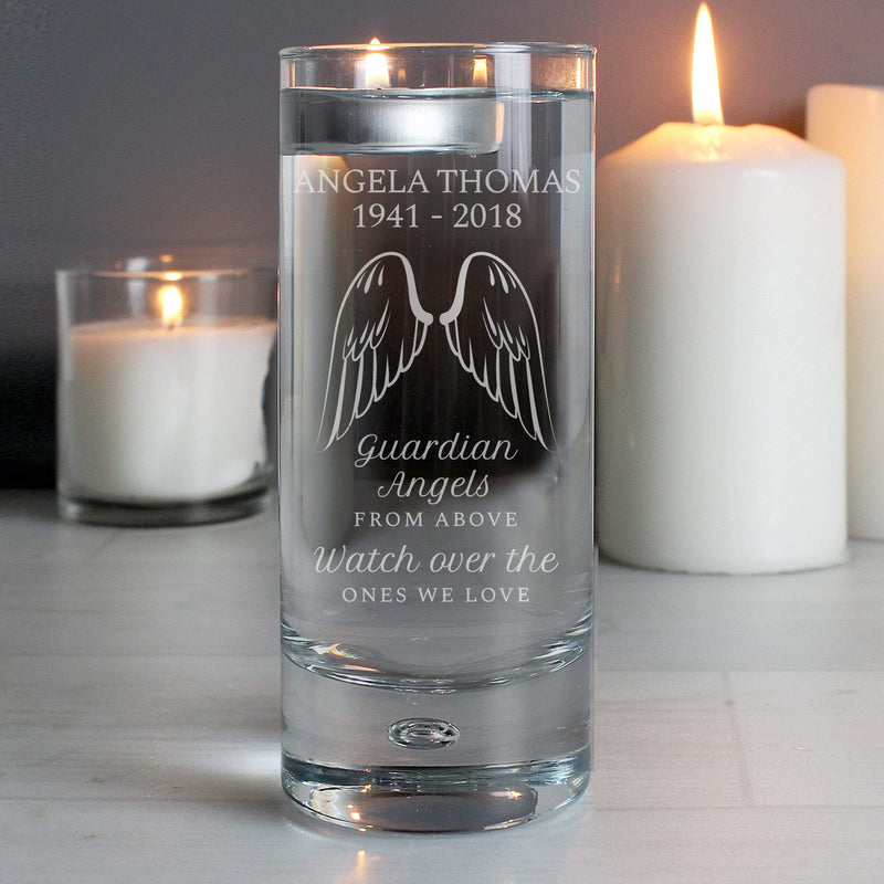 Personalised Memento Candles & Reed Diffusers Personalised Guardian Angel Wings Floating Candle Holder