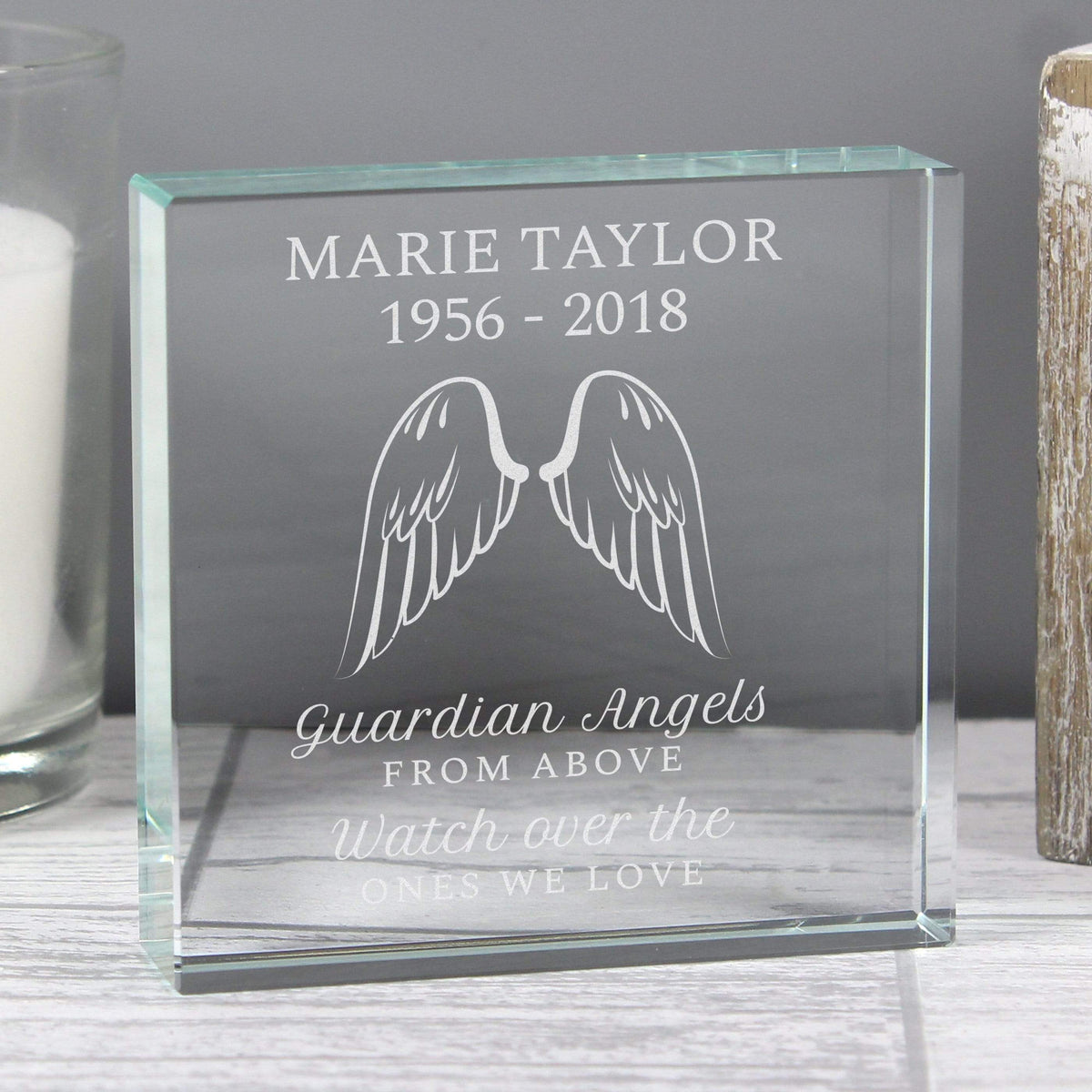 Personalised Memento Ornaments Personalised Guardian Angel Wings Large Crystal Token