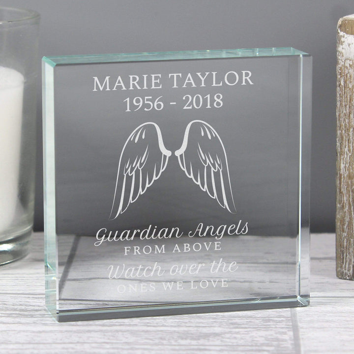 Personalised Memento Ornaments Personalised Guardian Angel Wings Large Crystal Token