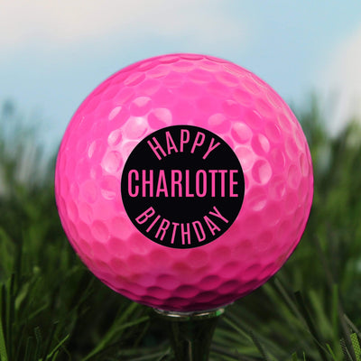 Personalised Memento Keepsakes Personalised Happy Birthday Pink Golf Ball