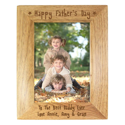 Personalised Memento Photo Frames, Albums and Guestbooks Personalised Happy Father's Day 5x7 Wooden Photo Frame