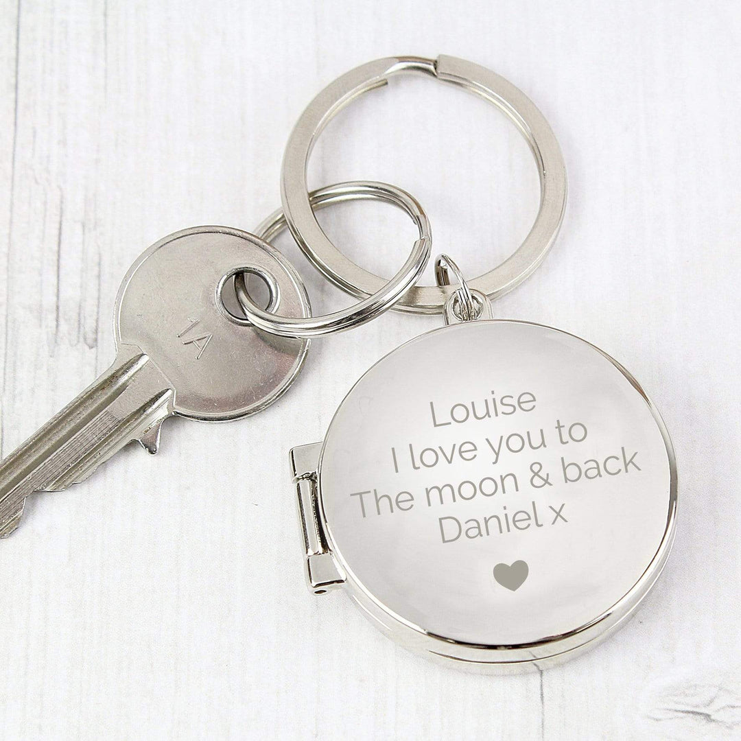 Personalised Memento Keepsakes Personalised Heart Motif Round Photo Keyring
