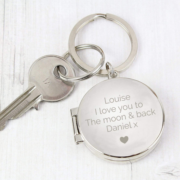 Personalised Memento Keepsakes Personalised Heart Motif Round Photo Keyring