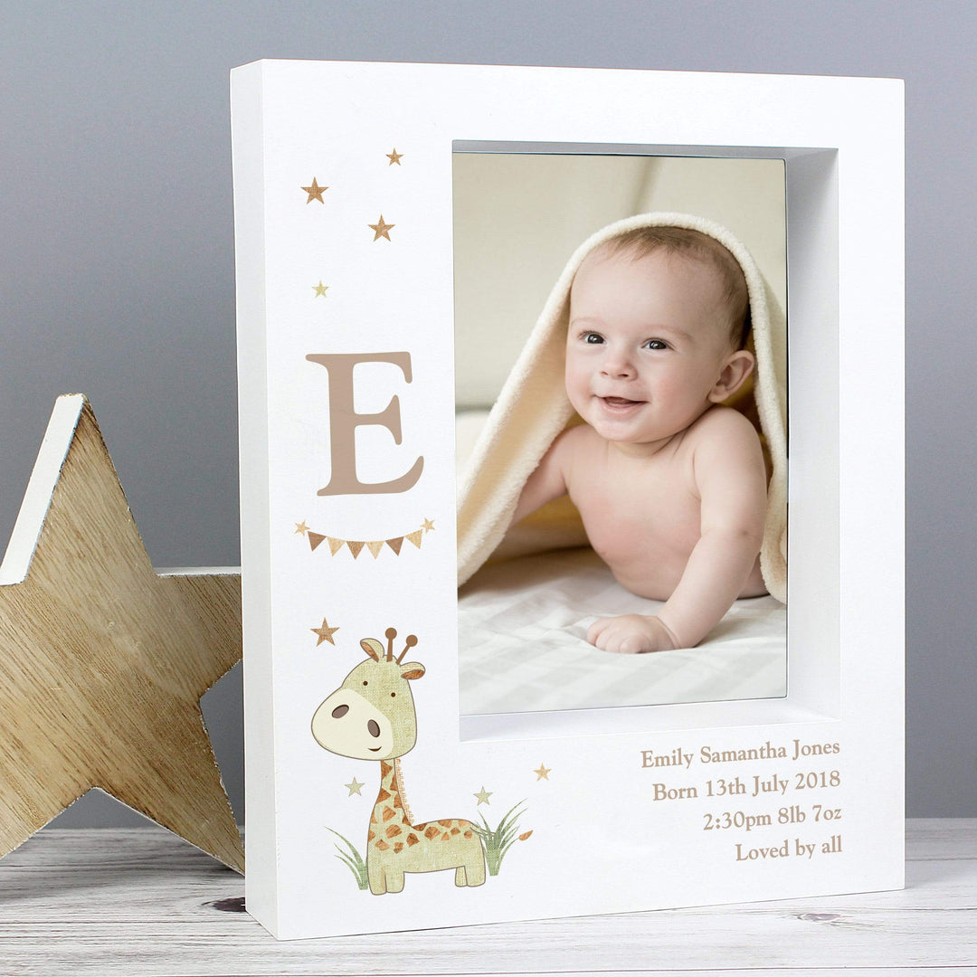 Personalised Memento Photo Frames, Albums and Guestbooks Personalised Hessian Giraffe 5x7 Box Photo Frame